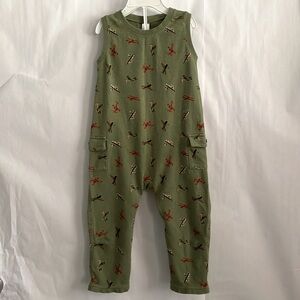 Baby Gap Romper Sleeveless Green w/ Airplane Pattern Bottom Snaps 18-24 months